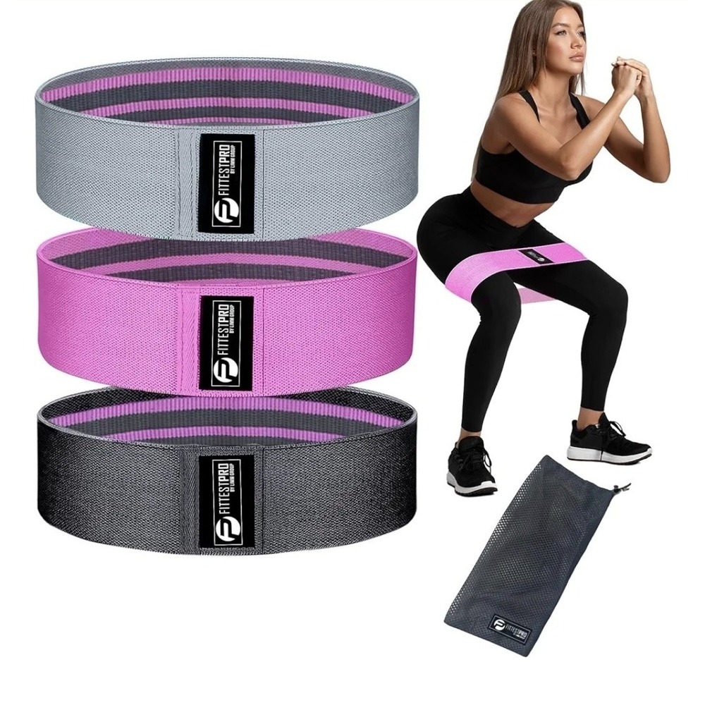 Fittest Pro by Resistance Bands for Legs and Butt, Pink Fabric Booty Bands
